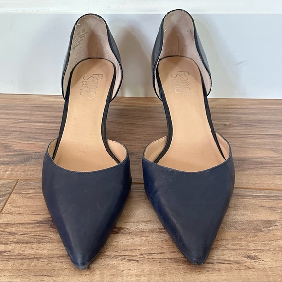 Franco Sarto Navy Patent & Smooth Leather Pointed Toe Women's Pumps Size 9 - Picture 2 of 7